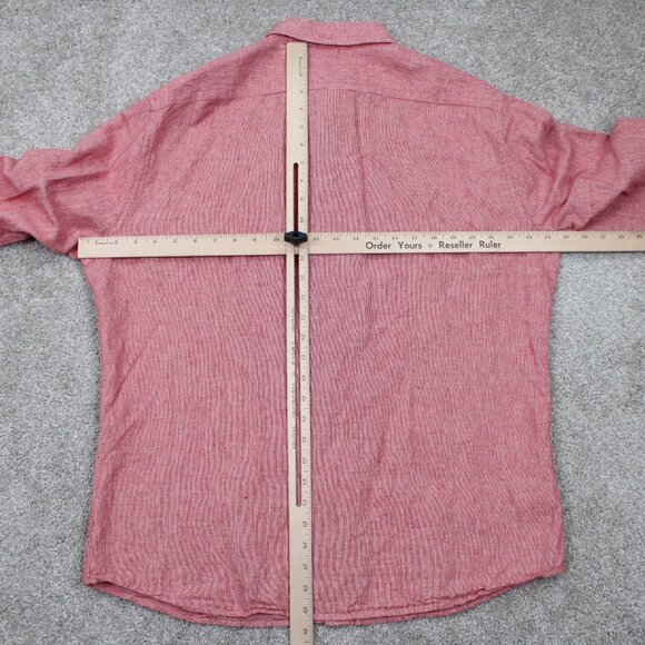 Banana Republic Shirt Adult Large Red Untucked Fit Linen/Cotton Blend L/S Button - Picture 10 of 13